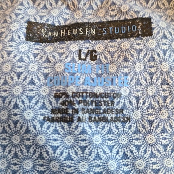 (632) Van Heusen Men's Short Sleeve Button Down Shirt, Size: Large Color: Blue - Picture 7 of 12